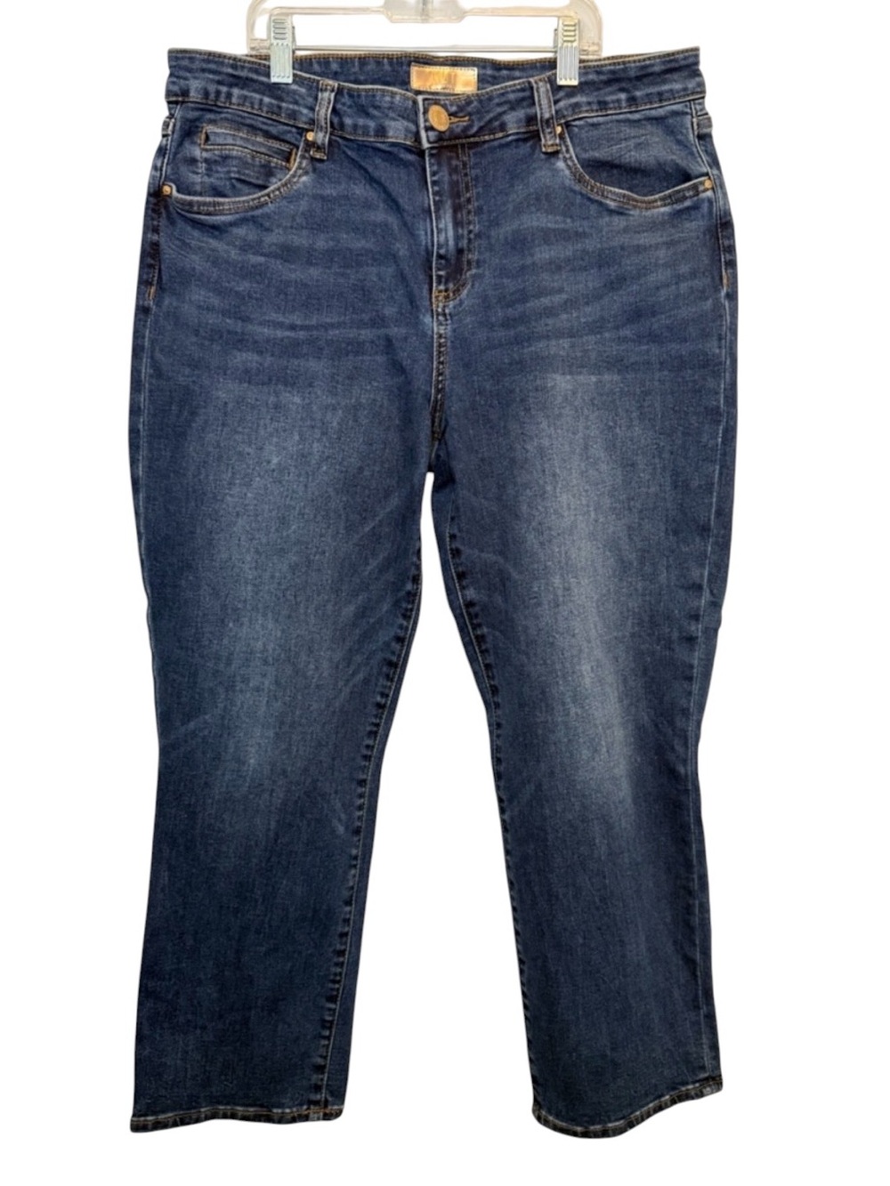 KUT from the Kloth Crop Straight Leg Medium Dark Wash Denim Jeans Size 14